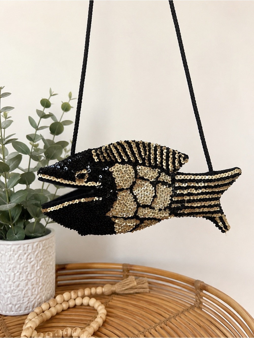 Rare Vintage MatchUps Natco Sequin Fish Crossbody Purse 80s